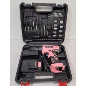 New 21V Pink Cordless Drill Set for Women，350 in-lb Torque, Variable Speed